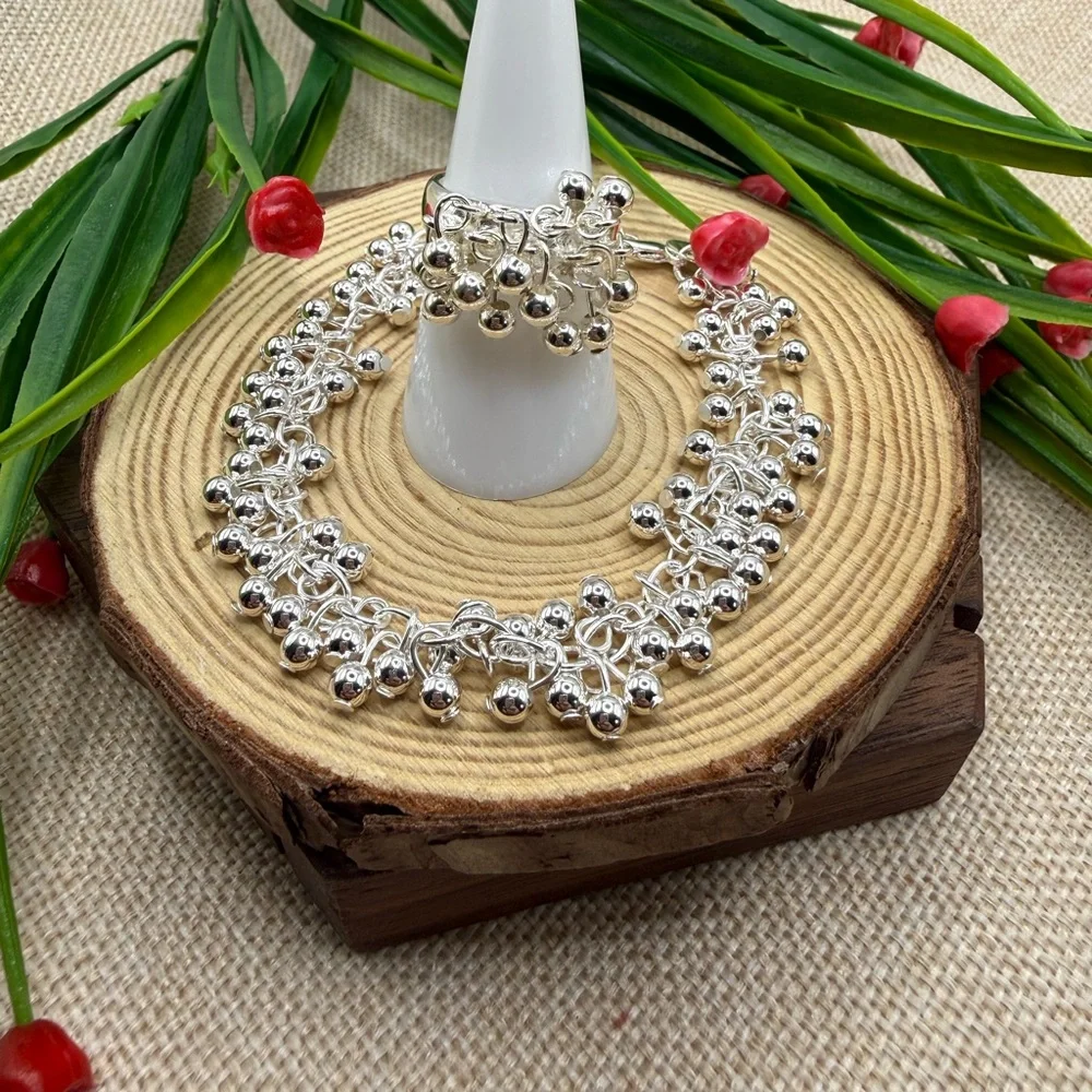 Elegant Silver Women's Jewelry Set size 7.5 ring 925